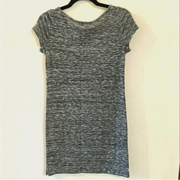 Loft Charcoal Gray Space Dye T-Shirt Mini Dress Relaxed Fit, Medium - Picture 3 of 5